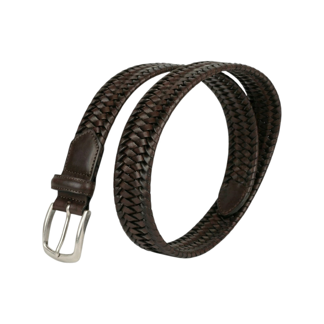 Waxed Elasticated Rayon Belt in Dark Brown