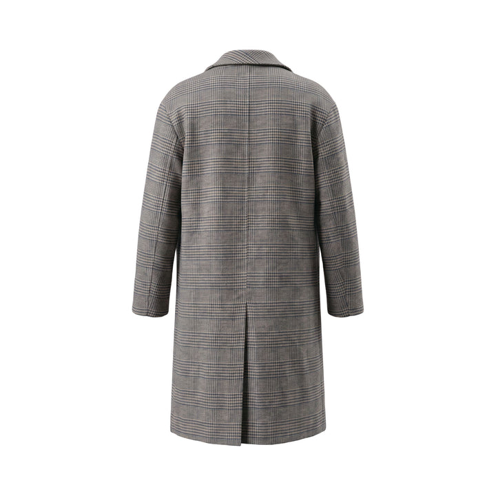 Overiver CAPPOTTO DOPPIO PETTO IN LANA PRINCIPE DI GALLES FANGO-BLU Marrone - foto 2