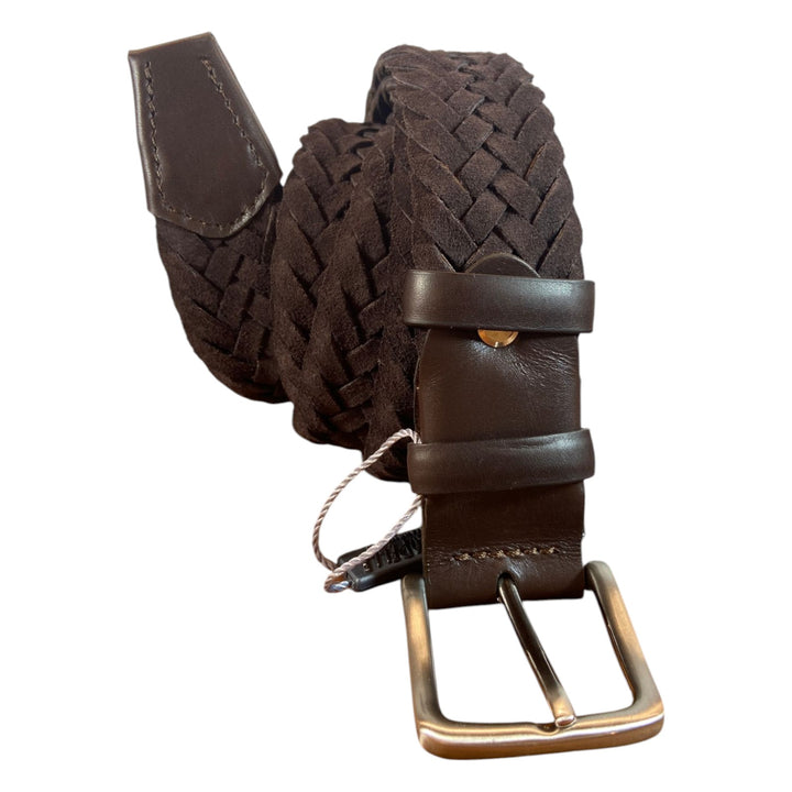 BROWN SUEDE GENUINE BRAIDED BELT
