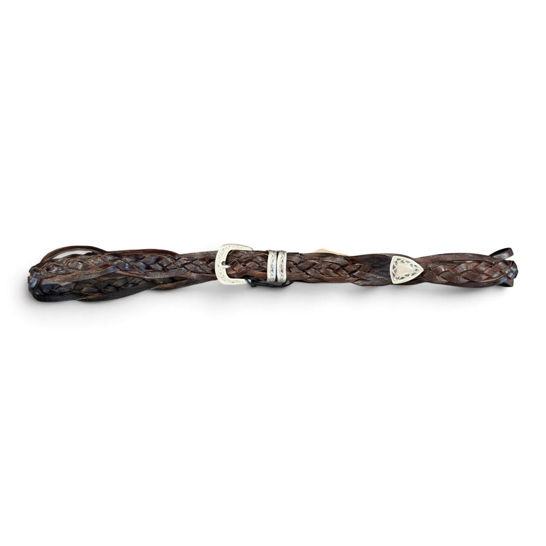 Dark Brown Braided Genuine Leather Belt