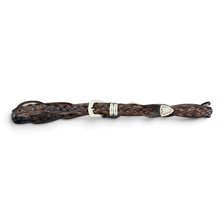 Dark Brown Braided Genuine Leather Belt