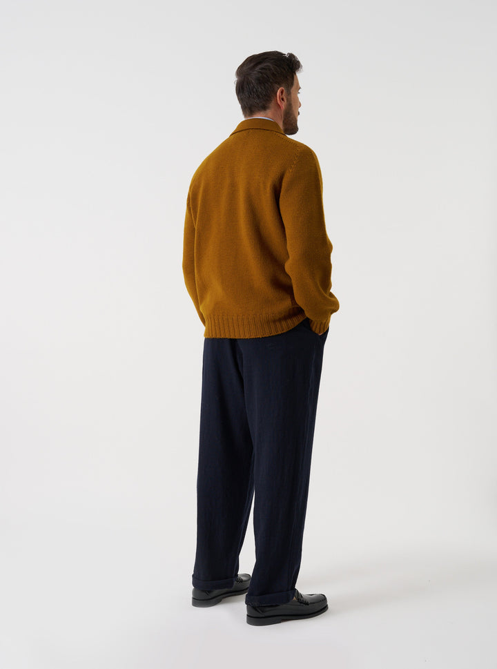 Universal Works Curtis Sweater Shetland Wild Gold Giallo - foto 3