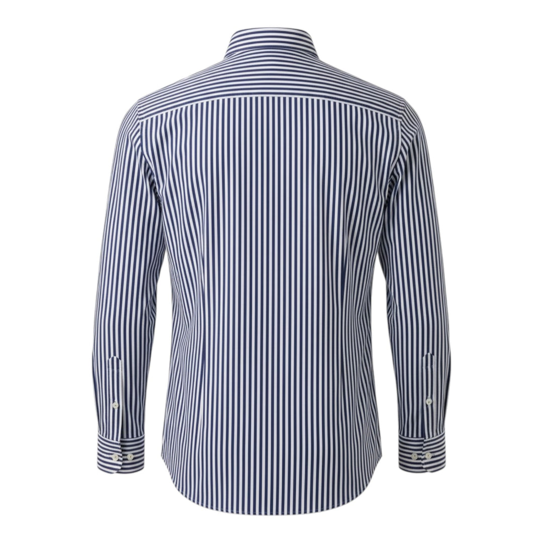 Long Sleeve Slim Fit Non-Iron Striped Shirt Blue-White