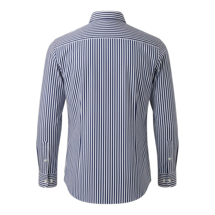 Long Sleeve Slim Fit Non-Iron Striped Shirt Blue-White