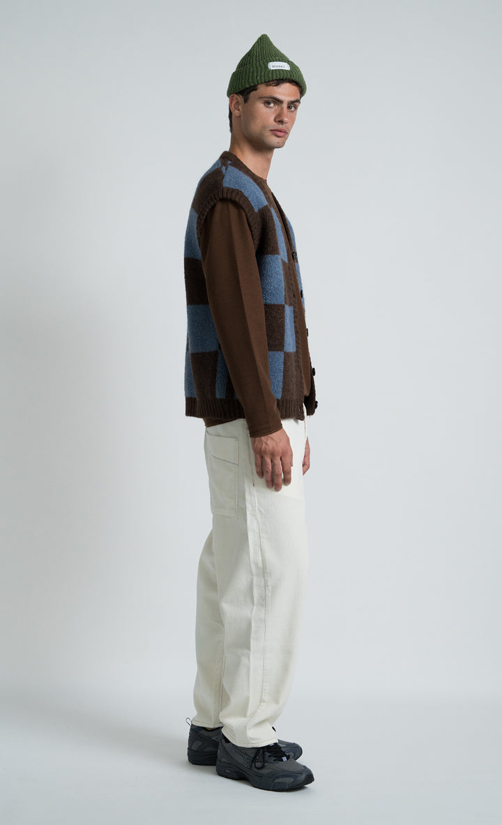 Wooden Gilet Kent Quadri Marrone - foto 5